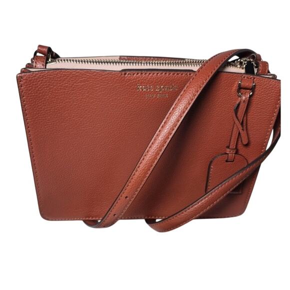 Kate Spade New York Cognac Pebbled Leather Crossbody Bag with Gold Hardware COA - Picture 2 of 5